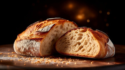 Cut Loaf of Bread Side View