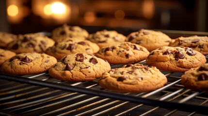Chocolate Chip Cookies on Oven Rack