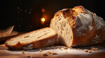 Cut Loaf of Bread Macro