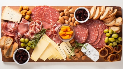 Charcuterie Top View White Background