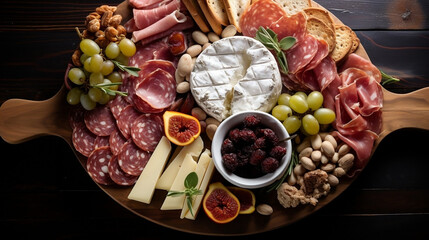 Charcuterie on Circle Board Top View