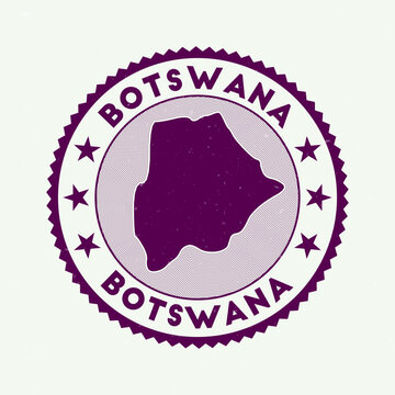 Botswana emblem. Country round stamp with shape of Botswana, isolines and round text. Awesome badge. Radiant vector illustration.