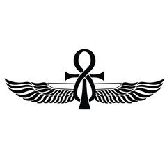 Obraz premium Ankh Sun God Ra Egyptian wings VECTOR