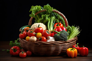 basket with fresh vegetables, generative ai 