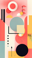 Obraz premium A visually striking Memphis style poster that captivates with its bold colors, geometric shapes, and playful patterns, showcasing the unique and energetic aesthetic of the iconic design movement