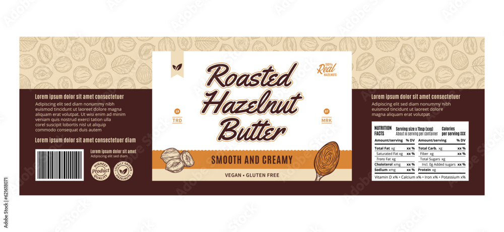 Sticker vector hazelnut butter label or packaging design template - Stickers