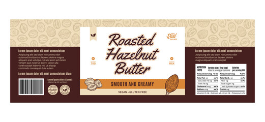 Vector hazelnut butter label or packaging design template