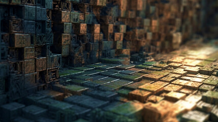 3d render of art 3d background with depth of field. Generative AI