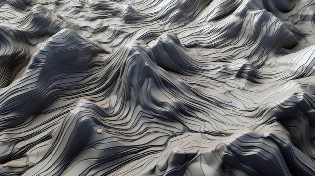 Background with black and white lines in mountain landscape form. Generative AI