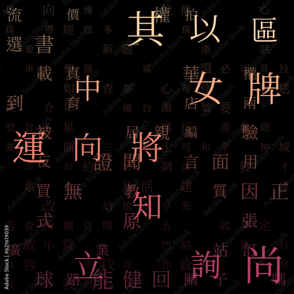 Poster abstract matrix background. random characters of chinese traditional alphabet. gradiented matrix pat