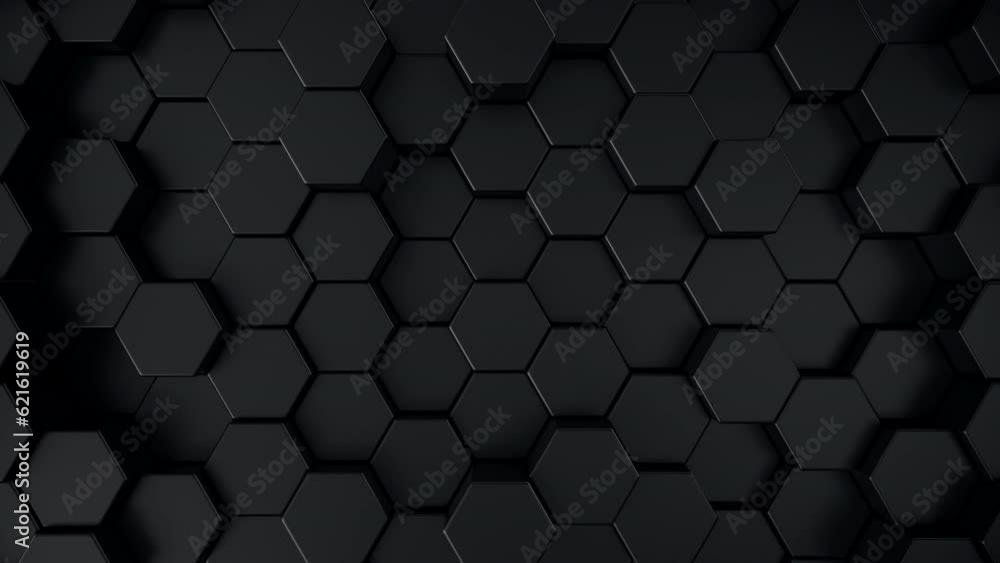 Poster 3d render hexagons abstract background. simple geometric honeycomb wave animation. hexagonal mosaic 