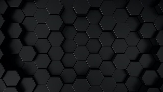 3d render hexagons abstract background. Simple geometric honeycomb wave animation. Hexagonal mosaic motion texture. Seamless loop.