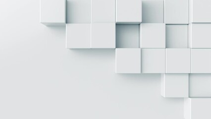 White 3d abstract background. Boxes motion texture with copy space for clean and creative business concept. Bright mosaic motion pattern. Seamless loop. - Powered by Adobe