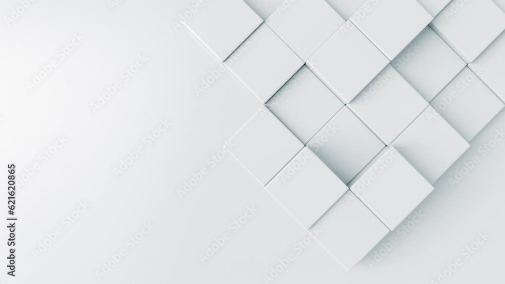 Poster white 3d abstract background. cubes animation. creative corporate motion texture concept with empty 