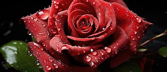 red rose with dew droplets generated by AI
