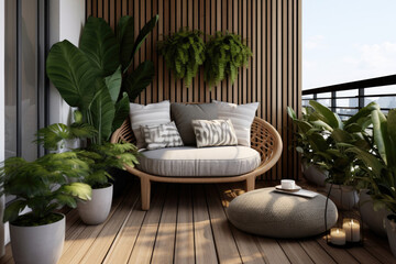 Home Haven: Minimalist Modern Balcony Design with Plant Decor