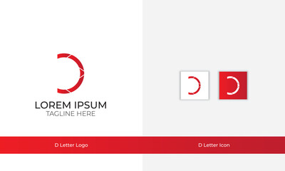 D letter logo design template with gradient color
