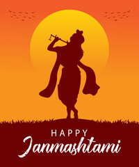 Happy krishna janmashtami hindu festival celebration for social media post vector design.