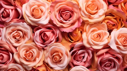 Obraz na płótnie Canvas a group of pink and orange roses