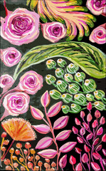 This beautiful floral illustration dazzles with its springtime charm, showcasing a bouquet of fully bloomed flowers