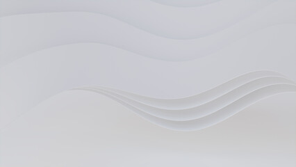 White 3D Ribbons arranged to create a Light abstract wallpaper. 3D Render with copy-space.  