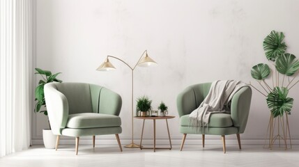 Modern Interior Design Background. Stylish Living Room. Generative AI.