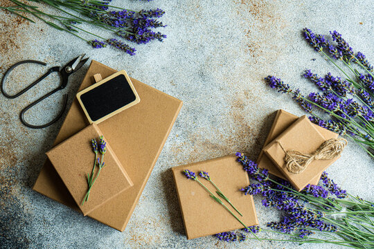 Handmade wrapping with lavender decor