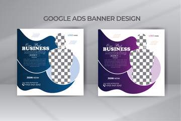 Professional Business Web Banner Template With Photo Place Modern Layout White Background