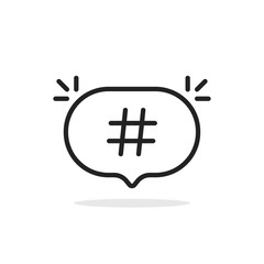 Obraz premium black thin line speech bubble with hashtag