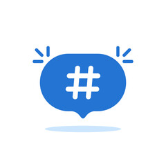 Obraz premium blue speech bubble with hashtag like relevant icon