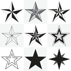 Obraz premium Star icons set. Stars bundle. Twinkling stars. Sparkles, shining burst. Christmas vector symbols isolated. 3D trophy stars icon.
