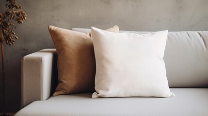 a white pillow sitting on top of a couch