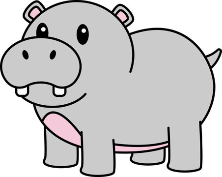 Cute adorable baby cartoon hippo graphic decal 