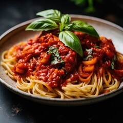 a homemade dish of pasta with a rich sauce, generative ai