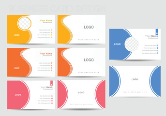 Professional modern double sided  business card design template. Flat range business card animation
