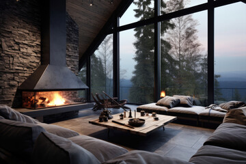 Mountain Sanctuary: Unveiling the Modern Minimalist Design of a Cozy Cabin Retreat, an Idyllic Haven in the Mountains