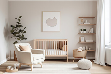 Modern Minimalism: Embrace the Minimalistic Design of a Nursery with Neutral Soft Colors, Fostering a Tranquil Environment for Your Baby