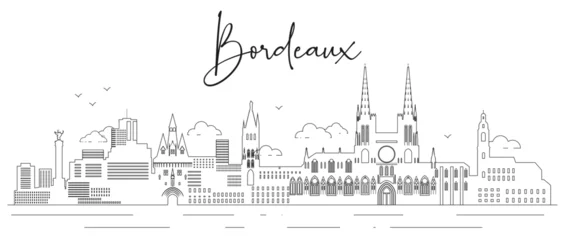 Fotobehang Bordeaux skyline line art vector illustration © brichuas
