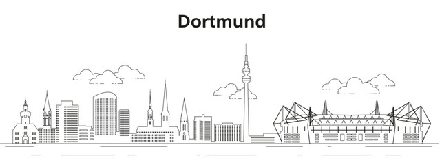 Dortmund skyline line art vector illustration