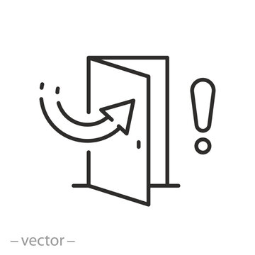 keep door closed icon, thin line symbol - editable stroke vector illustration