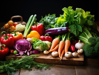 Fototapeta na wymiar a colorful arrangement of fresh organic vegetables, generative ai