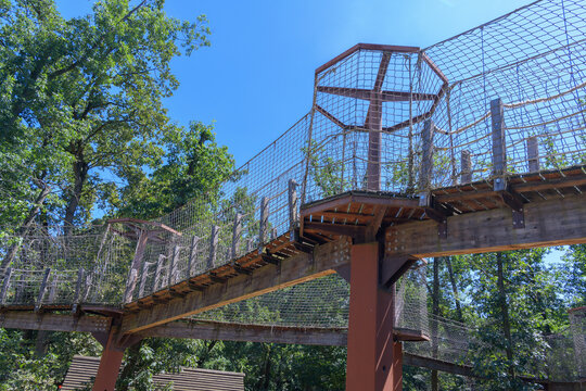 The paths in the zoo are fenced with a net.