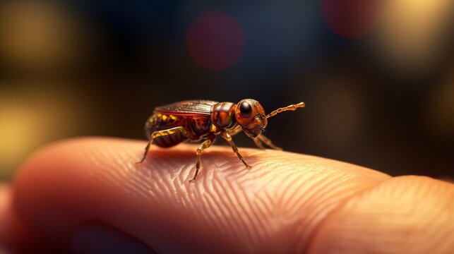 Realistic Painting Of A Cute Cricket On A Hand