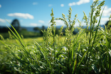 Obraz premium Lush green grass representing the freshness of spring. Generative Ai, Ai.