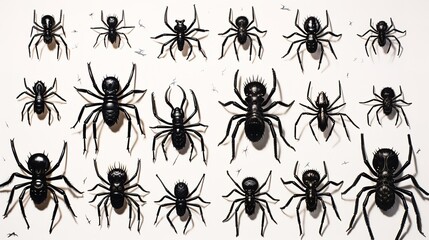 Fototapeta na wymiar Different types of spiders, different sizes and shapes. Generative AI