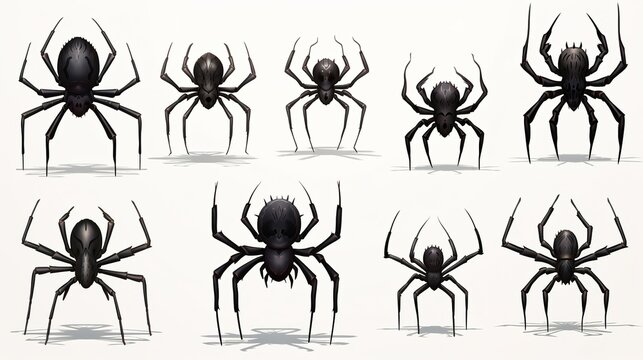 Different types of spiders, different sizes and shapes. Generative AI