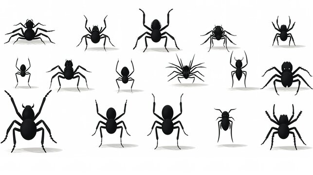 Different types of spiders, different sizes and shapes. Generative AI