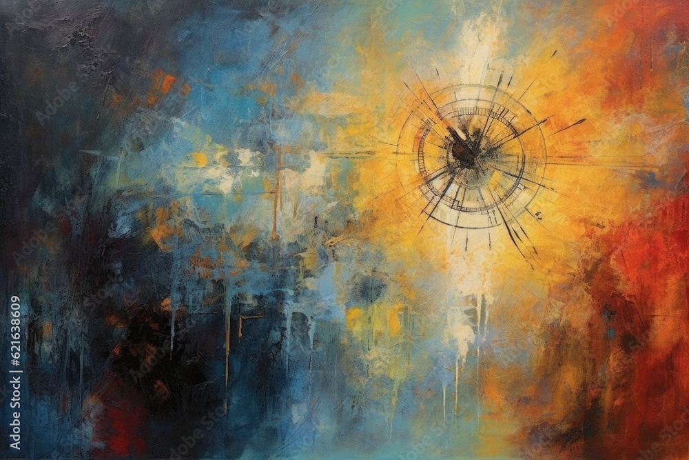 Poster abstract art of dance of light theme that out of formless darkness in the style of simple yet intric