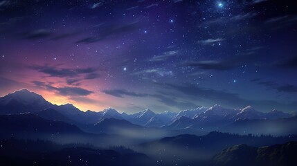 lake, night sky with stars and starry sky at dawn.Generative AI
