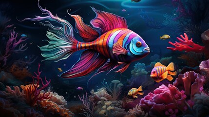 Fototapeta na wymiar colorful fish in the water ai generated